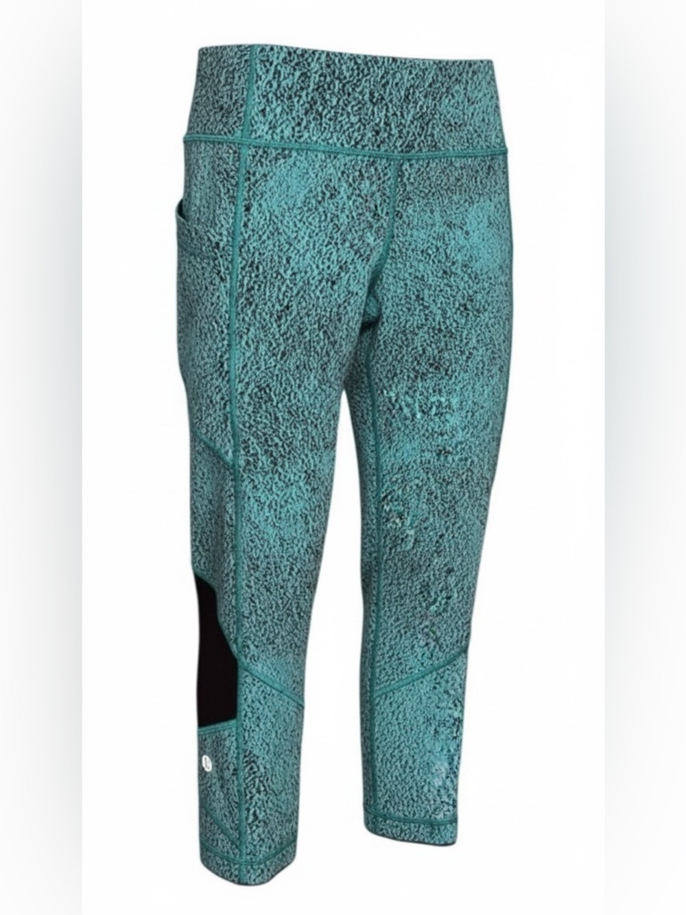 Lululemon Pace Rival Crop – Spray Jacquard Bali Breeze/Black, Size 4